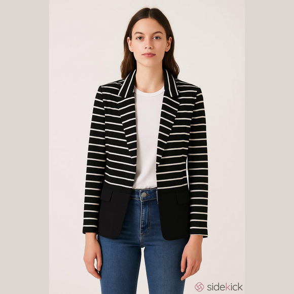 Grace Elements Jackets & Blazers - Black and White Striped Blazer